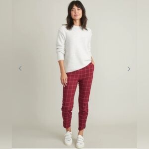 Marine Layer Allison Pant Ruby Wine Windowpane